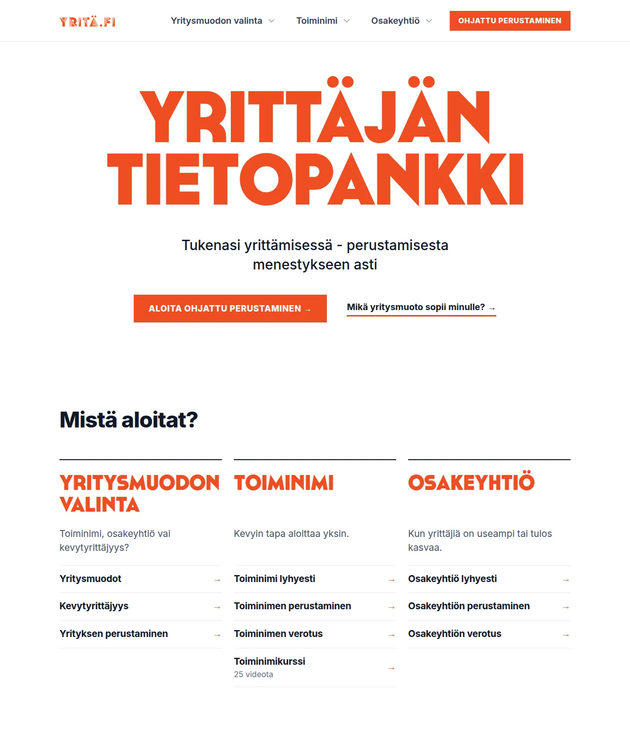 Yritä.fi:n uusi etusivu lokakuussa 2026